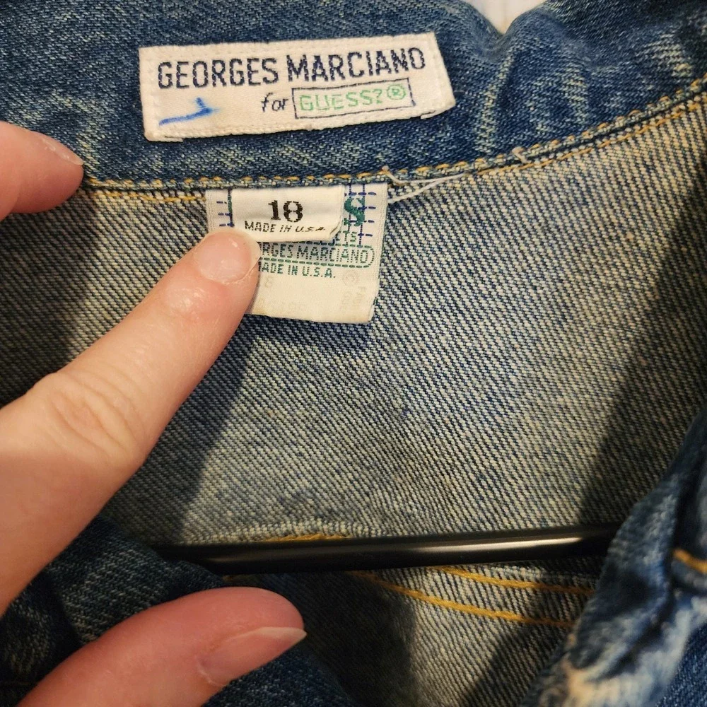 Georges Marciano Guess Denim Blue Jean‎ Jacket/Coat Vintage Size 18. Sm-med? 80s